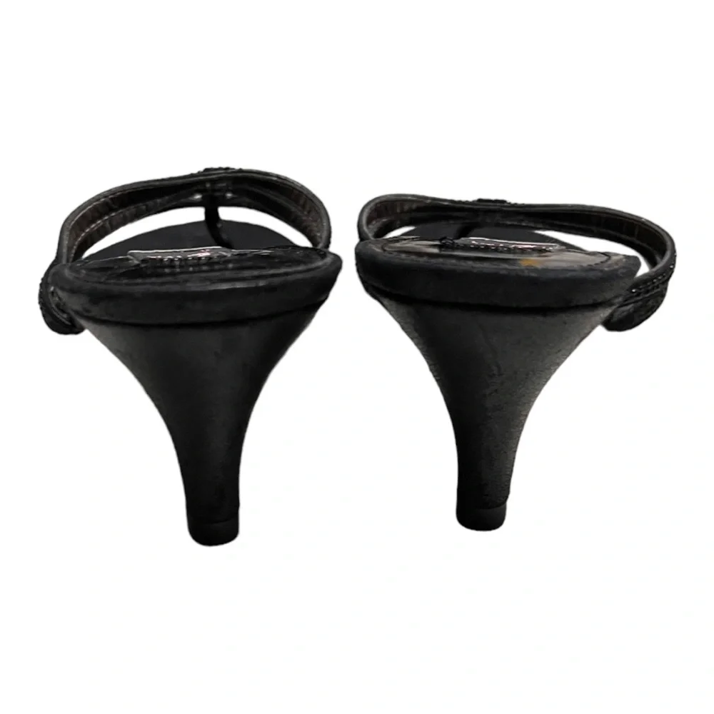 Glint Womens black heel slides with crystals size 7